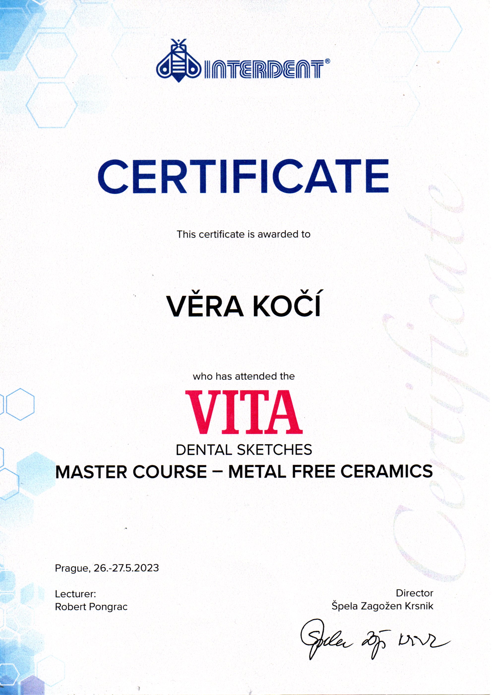 certifikáty zubní laboratoř